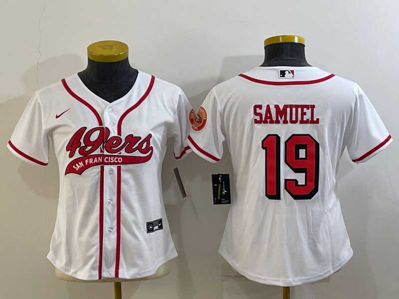 Women%27s San Francisco 49ers #19 Deebo Samuel White Color Rush With Patch Cool Base Stitched Baseball Jersey